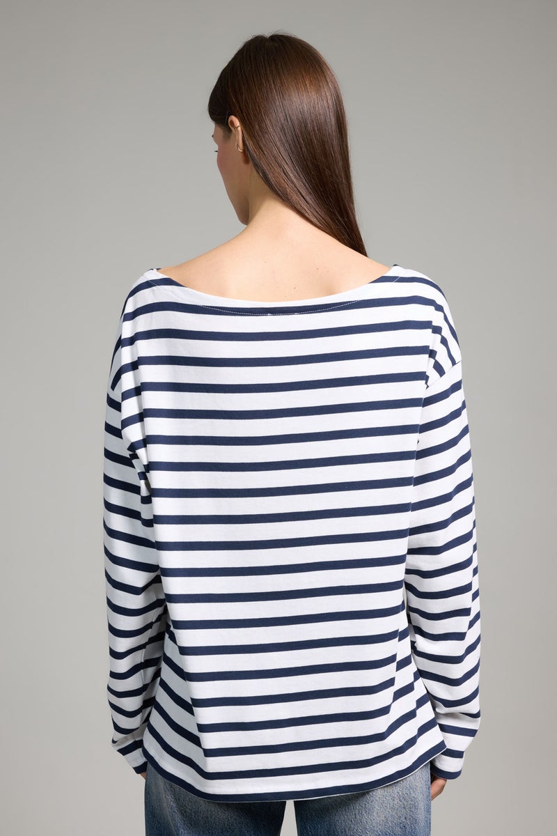 DeFacto Blue Woman Relax Fit Boat Neck Premium T-Shirt Casual - Image 5
